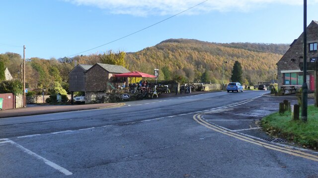Road junction and the "Filling Station" cafe, Tintern