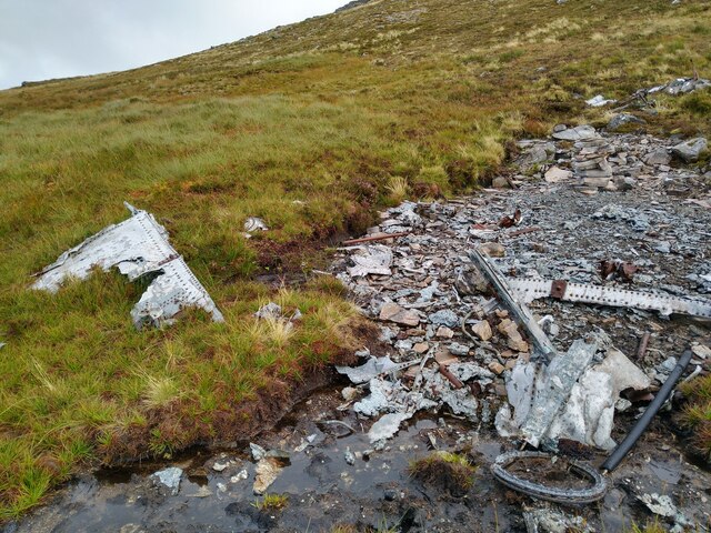 Aircraft crash site on the west side of Beinn na Feusaige