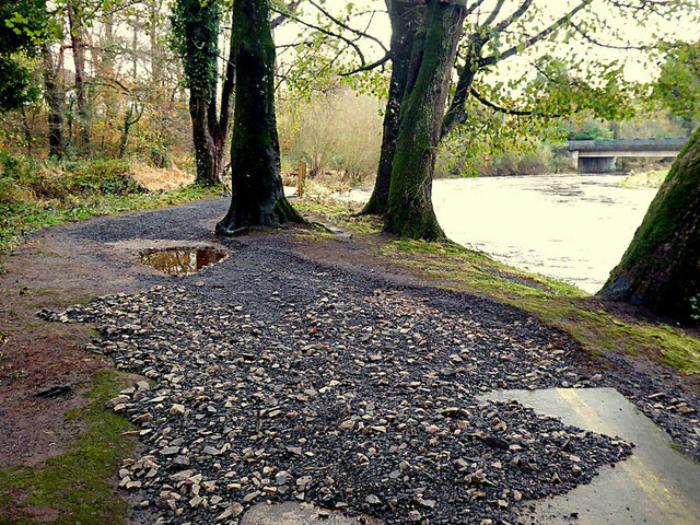 Flood damage to path, Cranny