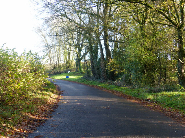 Bend, approaching a junction, on the road to Purton, near Lydney