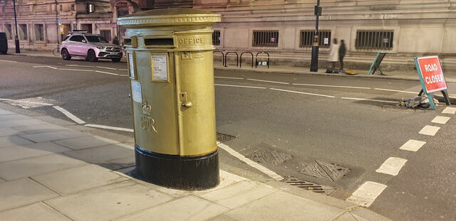 Golden Postbox, Westminster, London
