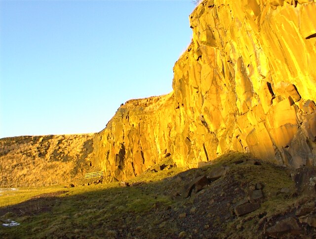Low winter sun on Ewesley quarry wall