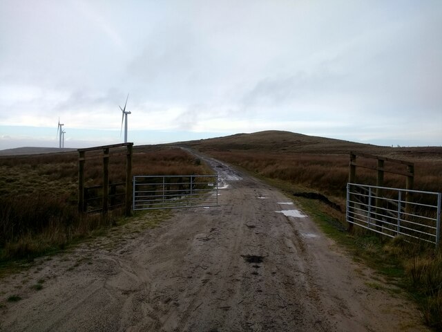 Whittle Hill wind turbines from the access track