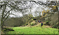 Walking party descending to be beside River Gaunless