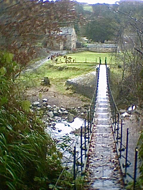 Old suspension footbridge at Plankey Mill