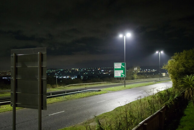 A690 at night, East Rainton