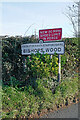 Bishopswood sign west of Brewood in Staffordshire