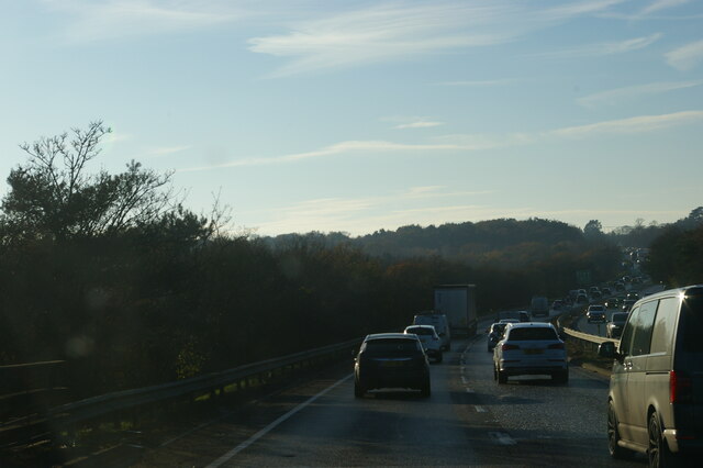 A12 Colchester bypass dipping into the Colne valley
