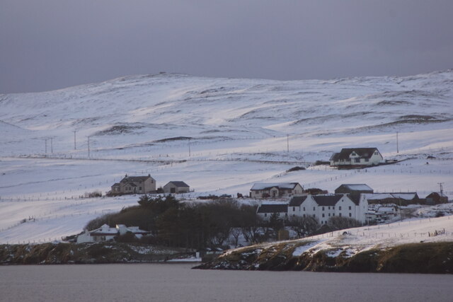 Busta House Hotel in the snow from Brae
