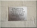 Former church of St Luke, North Cowton - consecration plaque