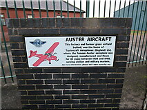 SK6513 : Plaque to Auster Aircraft, Rearsby Business Park by Jonathan Thacker