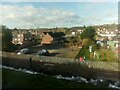 Car park and playground at the end of Mountney Close, Heybridge, from the railway