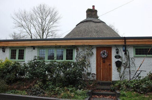 Thatched bungalow on Weald Road, South Weald