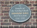 Plaque to Hannah Ball, High Wycombe