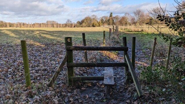 Stile on footpath to Cound Hall