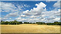 On Nene Way - view across fields to All Saints Church, Aldwincle