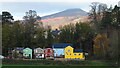 Houses on Merthyr Rd, Abergavenny & view towards Sugar Loaf