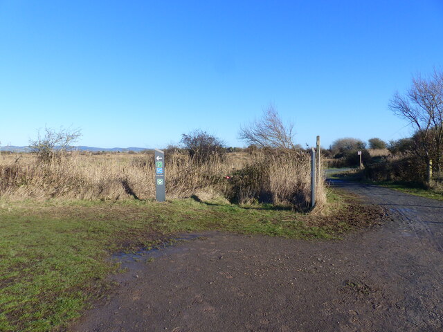 Path junction on the Wales Coast Path south of Nash