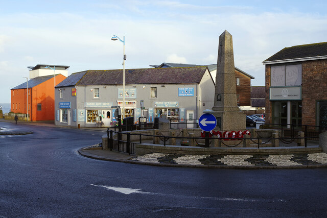 Seahouses - war memorial and traffic roundabout