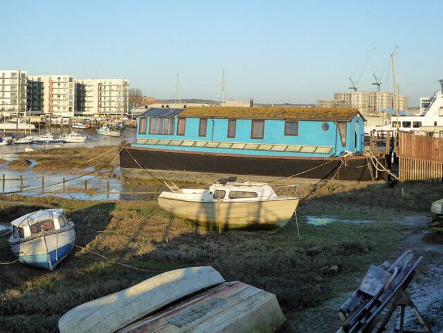 Moored boats, Shoreham Harbour (River Adur)