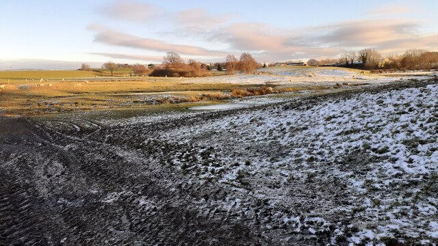 Frosty field on east side of rural road SE of Fenton