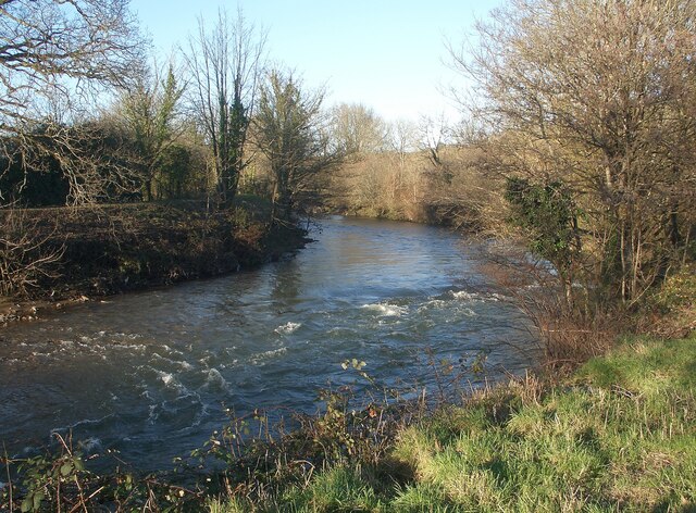 A bend in the River Ogmore at the western edge of Bridgend