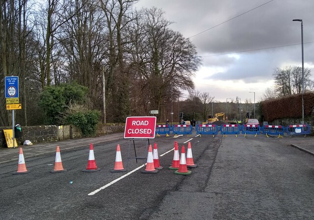 Road closed Richard Sutcliffe cc by sa 2.0 Geograph Britain