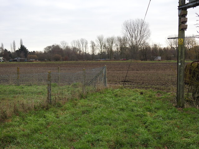 The course of the railway across a field at Holton