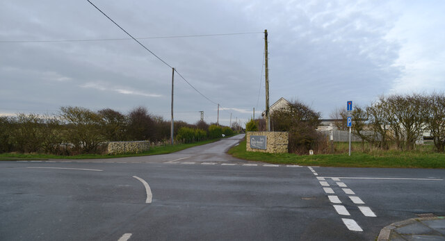 The junction of Easington Road and North Marsh Road seen from Spurn Road, Kilnsea