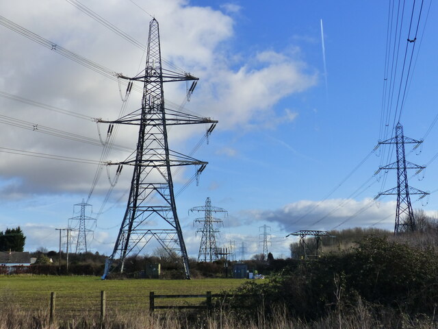 Pylons getting top billing - near Caldicot, Monmouthshire