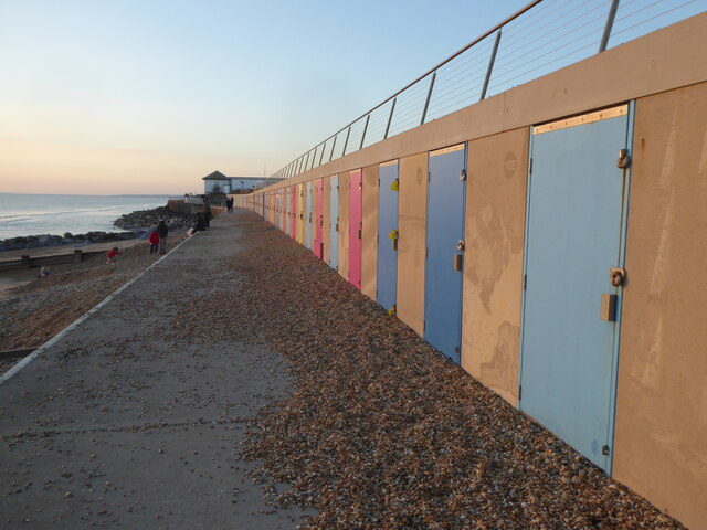 Beach huts on the promenade at Milford on Sea
