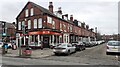 Moroccan restaurant and houses of Ashville Grove at Cardigan Road junction