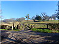 Road junction in winter sunshine, Pentre, near Llangwm