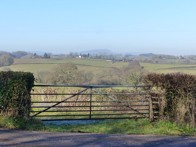 Gate to a field, with distant view of Ysgyryd Fwr - the Skirrid, Llandenny Walks