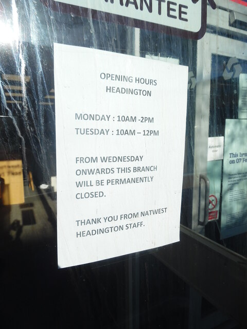 Closure Notice at NatWest Bank branch, Headington