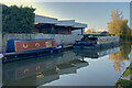 A small and a large canal boat, Coventry Road moorings, Warwick