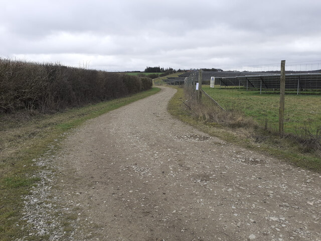 Footpath along east side of Cowdown Solar Farm