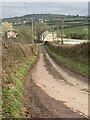 Muddy lane to Cwm Farm