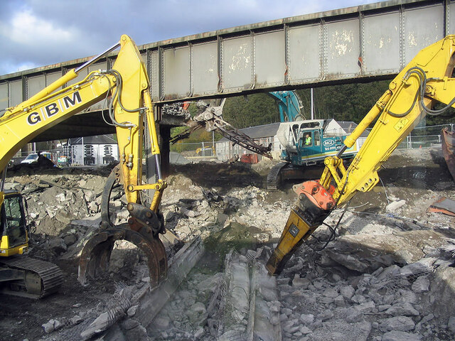 The demolition of the Station Brae Bridge in Galashiels