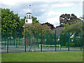 Clock tower and tennis courts, Clockhouse Lane Park