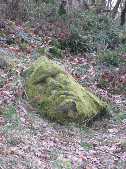 Carved head in Obadiah Wood