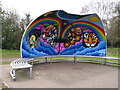 Colourful bench on Queens Walk, Ledbury