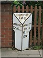 Cast  iron  milestone  at  roadside  in  Shrewsbury