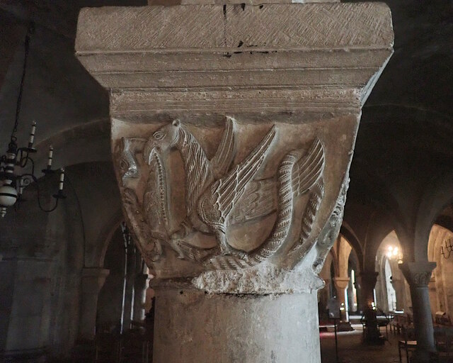 Carved Capital in Canterbury Cathedral Crypt