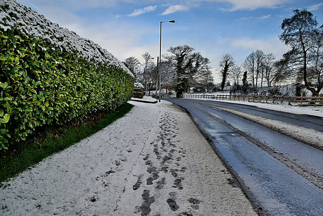 Footprints along the pavement, Hospital Road, Omagh