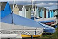 Boats and beach huts at Hampton