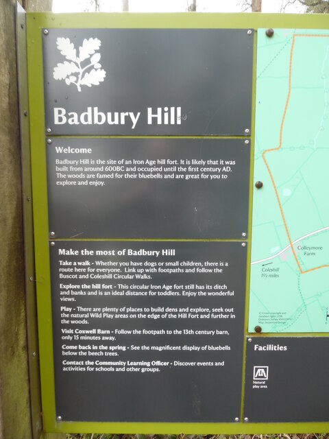 Left part of Information Board at Badbury Hill