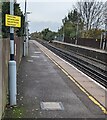 Yellow notice on platform 1, Portchester station