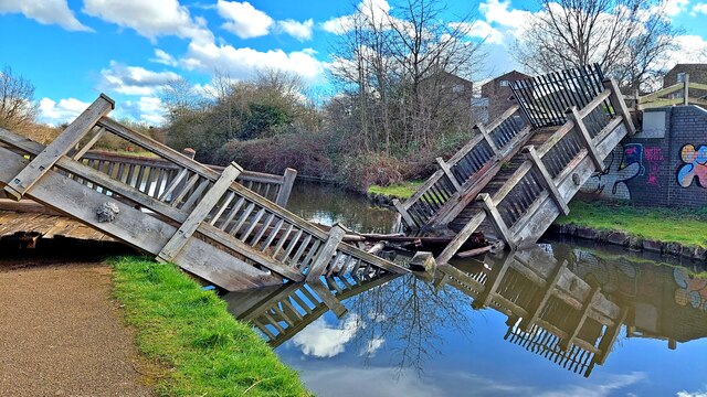 Collapsed footbridge
