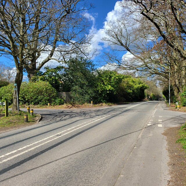 Minor road passing Bearwood Lakes Golf Course